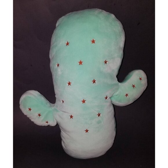 Rafferty Green Cactus Plush Pillow Decorative Throw Brown Stars Soft 18" Tall - Picture 1 of 4